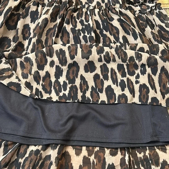 Taylor Animal-Print Smocked-Chiffon A-Line Dress Size 2 - Picture 7 of 10